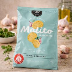 חטיף ברוסקטה עם שום והרטבים